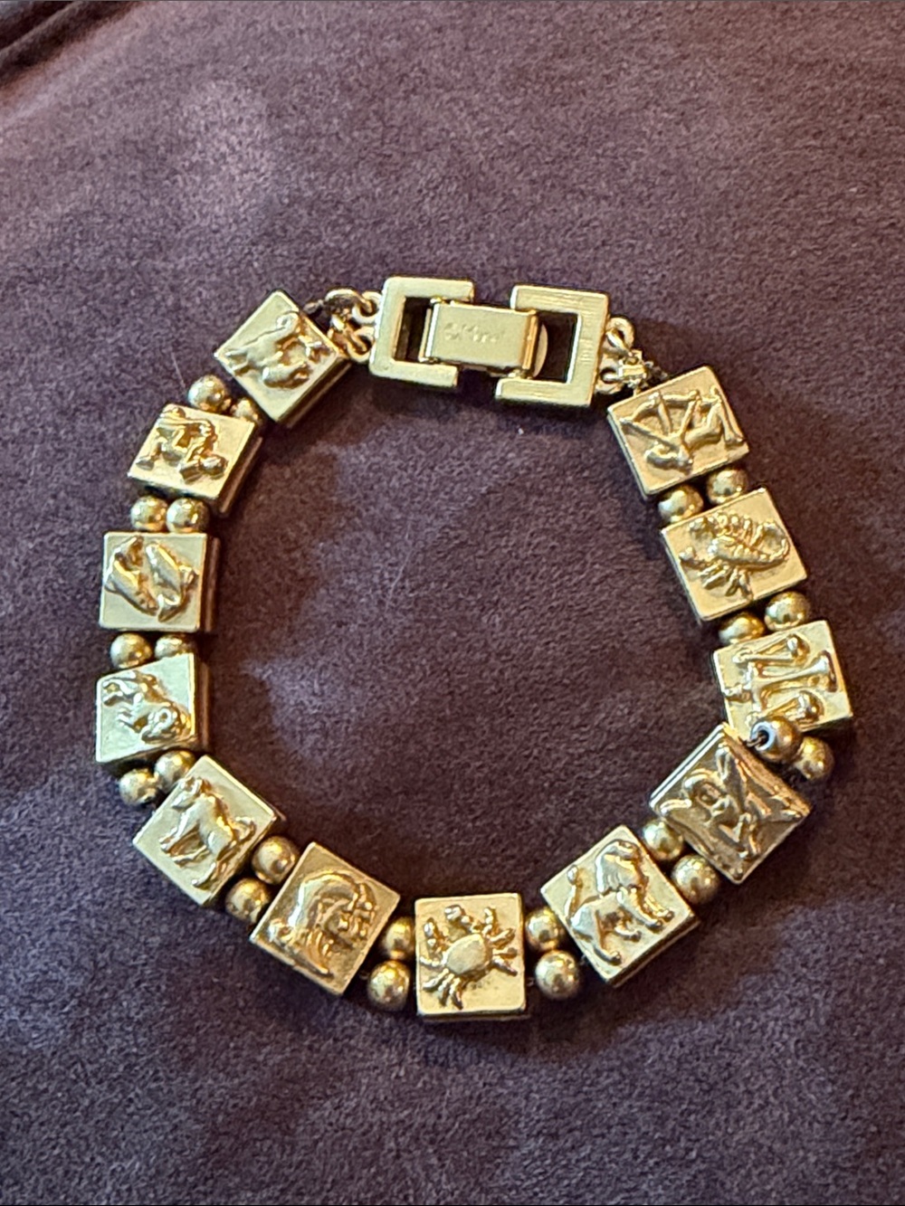 Vintage Monet Goldtone Zodiac Charm Slider Bracelet